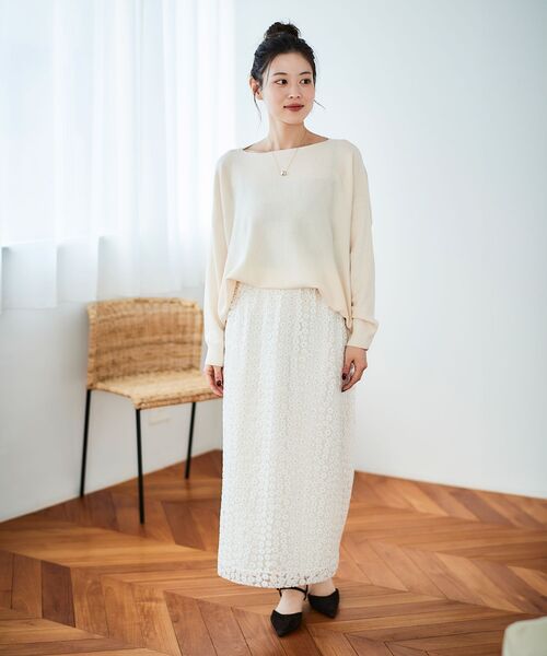 le.coeur blanc（ルクールブラン）の「《手洗い可能》ミラノリブ裾ラウンドプルオーバー（ニット/セーター・レディース・ベージュ/レッド/ブラック/チャコールグレー/アイボリー/イエロー・38）」の13枚目の写真