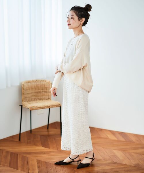 le.coeur blanc（ルクールブラン）の「《手洗い可能》ミラノリブ裾ラウンドプルオーバー（ニット/セーター・レディース・ベージュ/レッド/ブラック/チャコールグレー/アイボリー/イエロー・38）」の14枚目の写真