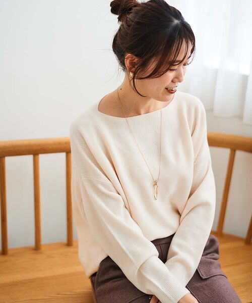 le.coeur blanc（ルクールブラン）の「《手洗い可能》ミラノリブ裾ラウンドプルオーバー（ニット/セーター・レディース・ベージュ/レッド/ブラック/チャコールグレー/アイボリー/イエロー・38）」の15枚目の写真