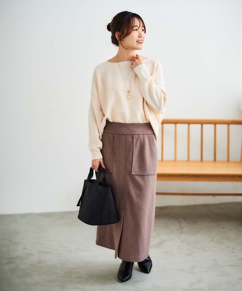 le.coeur blanc（ルクールブラン）の「《手洗い可能》ミラノリブ裾ラウンドプルオーバー（ニット/セーター・レディース・ベージュ/レッド/ブラック/チャコールグレー/アイボリー/イエロー・38）」の16枚目の写真