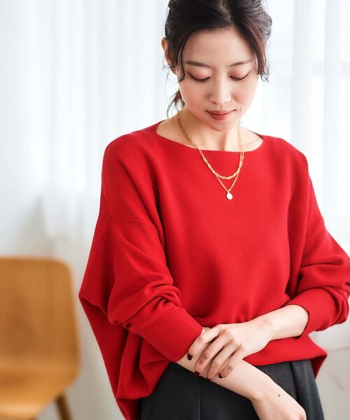 le.coeur blanc（ルクールブラン）の「《手洗い可能》ミラノリブ裾ラウンドプルオーバー（ニット/セーター・レディース・ベージュ/レッド/ブラック/チャコールグレー/アイボリー/イエロー・38）」の19枚目の写真