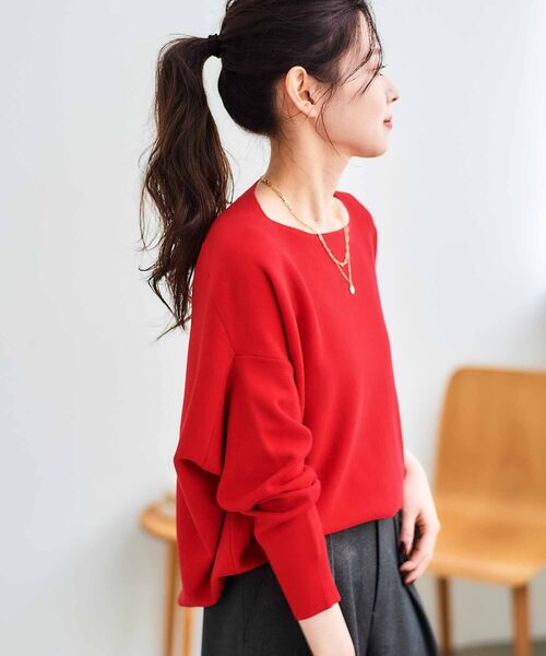 le.coeur blanc（ルクールブラン）の「《手洗い可能》ミラノリブ裾ラウンドプルオーバー（ニット/セーター・レディース・ベージュ/レッド/ブラック/チャコールグレー/アイボリー/イエロー・38）」の21枚目の写真