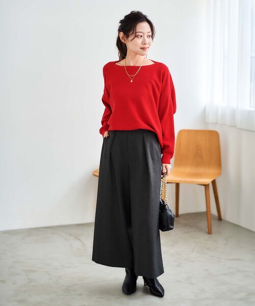 le.coeur blanc（ルクールブラン）の「《手洗い可能》ミラノリブ裾ラウンドプルオーバー（ニット/セーター・レディース・ベージュ/レッド/ブラック/チャコールグレー/アイボリー/イエロー・38）」の22枚目の写真