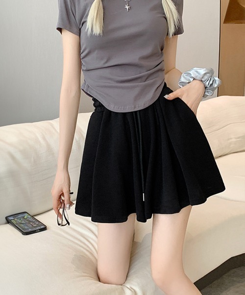 Miniministore（ミニミニストア）の「シンプルAラインショートパンツレディース（スウェットパンツ・レディース・チャコールグレー/ライトベージュ/ブラック・FREE）」の9枚目の写真