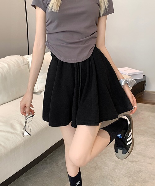 Miniministore（ミニミニストア）の「シンプルAラインショートパンツレディース（スウェットパンツ・レディース・チャコールグレー/ライトベージュ/ブラック・FREE）」の10枚目の写真