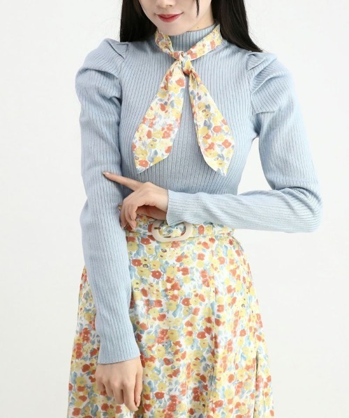 花柄スカーフ付きリブニットプルオーバー/ananotherangelus（ニット/セーター）｜an another angelus（アンアナザーアンジェラス）