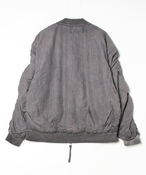 XU(エックスユー)の「ストリートファッション XU エックスユー washed shirring blouson ウォッシュドシャーリングブルゾン MA-1 エムエーワン 羽織り オーバーサイズ 韓国ファッション 韓国ストリート(ブルゾン・メンズ・グレー・ONE SIZE)」の3枚目の写真