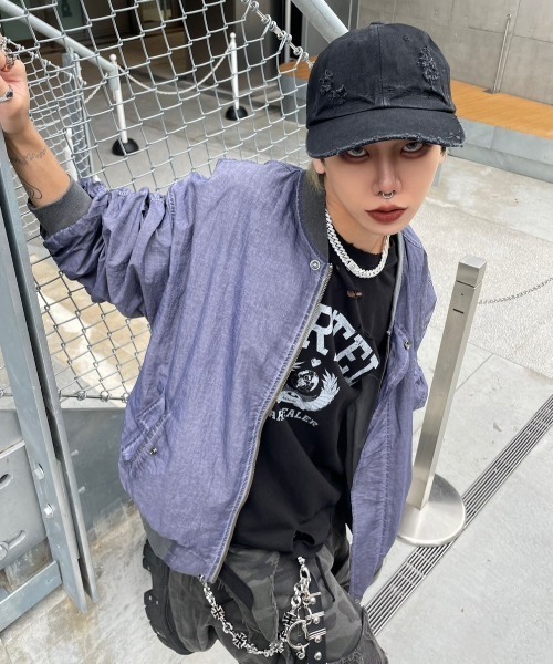XU(エックスユー)の「ストリートファッション XU エックスユー washed shirring blouson ウォッシュドシャーリングブルゾン MA-1 エムエーワン 羽織り オーバーサイズ 韓国ファッション 韓国ストリート(ブルゾン・メンズ・グレー・ONE SIZE)」の9枚目の写真