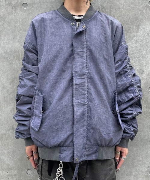XU(エックスユー)の「ストリートファッション XU エックスユー washed shirring blouson ウォッシュドシャーリングブルゾン MA-1 エムエーワン 羽織り オーバーサイズ 韓国ファッション 韓国ストリート(ブルゾン・メンズ・グレー・ONE SIZE)」の10枚目の写真