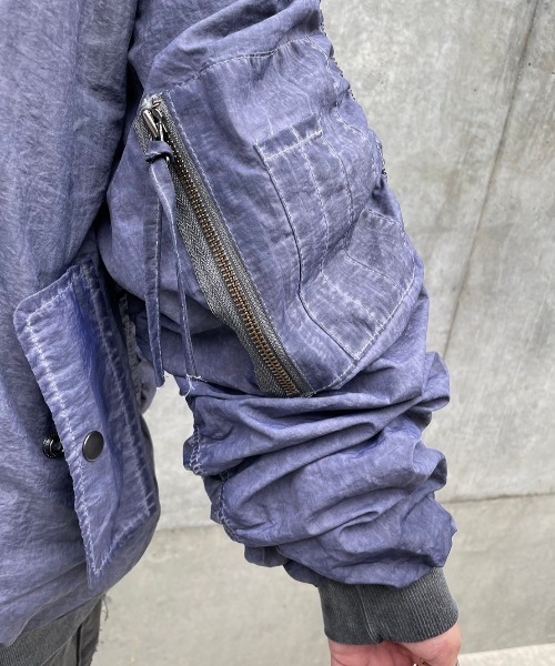 XU(エックスユー)の「ストリートファッション XU エックスユー washed shirring blouson ウォッシュドシャーリングブルゾン MA-1 エムエーワン 羽織り オーバーサイズ 韓国ファッション 韓国ストリート(ブルゾン・メンズ・グレー・ONE SIZE)」の15枚目の写真