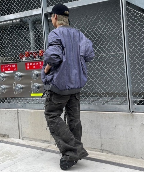 XU(エックスユー)の「ストリートファッション XU エックスユー washed shirring blouson ウォッシュドシャーリングブルゾン MA-1 エムエーワン 羽織り オーバーサイズ 韓国ファッション 韓国ストリート(ブルゾン・メンズ・グレー・ONE SIZE)」の6枚目の写真