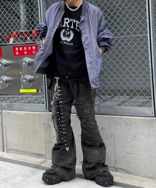 XU(エックスユー)の「ストリートファッション XU エックスユー washed shirring blouson ウォッシュドシャーリングブルゾン MA-1 エムエーワン 羽織り オーバーサイズ 韓国ファッション 韓国ストリート(ブルゾン・メンズ・グレー・ONE SIZE)」の4枚目の写真