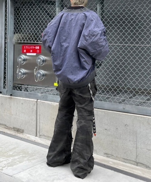 XU(エックスユー)の「ストリートファッション XU エックスユー washed shirring blouson ウォッシュドシャーリングブルゾン MA-1 エムエーワン 羽織り オーバーサイズ 韓国ファッション 韓国ストリート(ブルゾン・メンズ・グレー・ONE SIZE)」の5枚目の写真