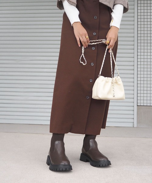minia(ミニア)の「ニットコンビショートブーツ / 厚底ブーツ(ブーツ・レディース・ダークブラウン/ブラック・S/M/L)」の13枚目の写真
