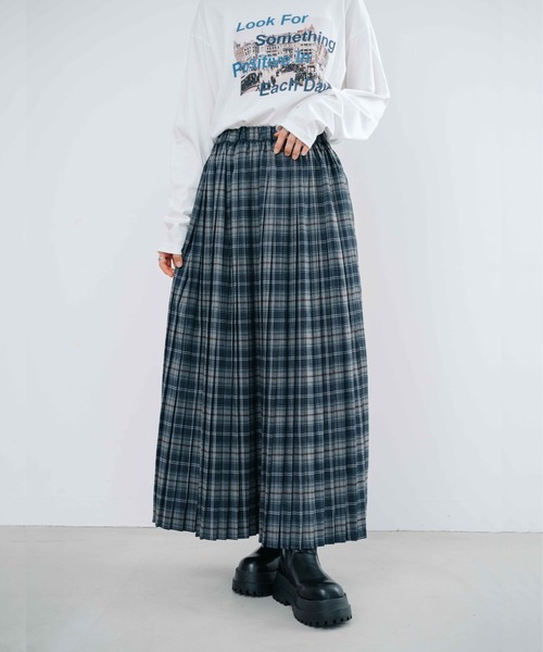 refinedworks（リファインドワークス）の「【refinedworks】人気のチェックプリーツスカート（スカート・レディース・グレー/ダークブラウン/ブラウン/レッド/グリーン・MEDIUM/FREE）」の2枚目の写真