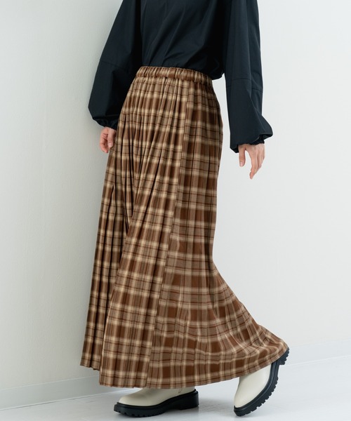 refinedworks（リファインドワークス）の「【refinedworks】人気のチェックプリーツスカート（スカート・レディース・グレー/ダークブラウン/ブラウン/レッド/グリーン・MEDIUM/FREE）」の7枚目の写真