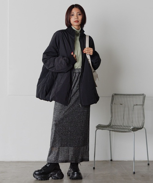 PAGEBOY(ページボーイ)の「ラメプリーツナロースカート(スカート・レディース・ゴールド/ネイビー/ブラック・FREE)」の6枚目の写真