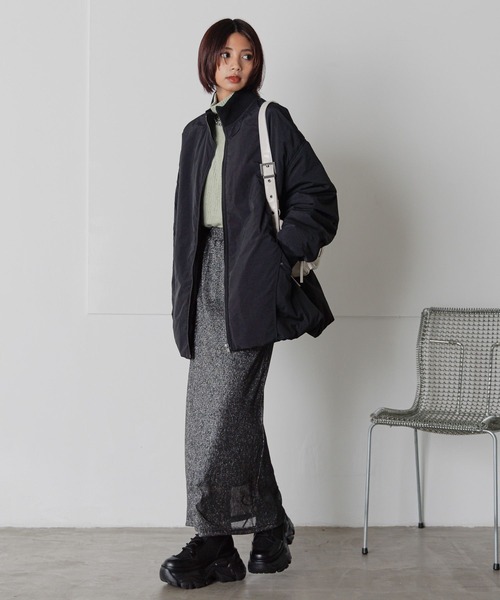 PAGEBOY(ページボーイ)の「ラメプリーツナロースカート(スカート・レディース・ゴールド/ネイビー/ブラック・FREE)」の8枚目の写真