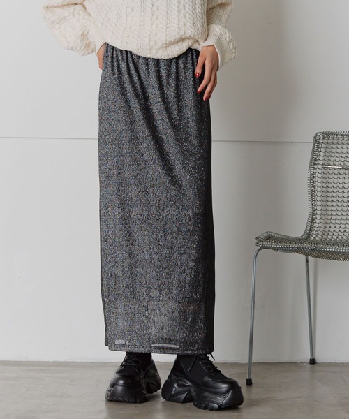 PAGEBOY(ページボーイ)の「ラメプリーツナロースカート(スカート・レディース・ゴールド/ネイビー/ブラック・FREE)」の9枚目の写真