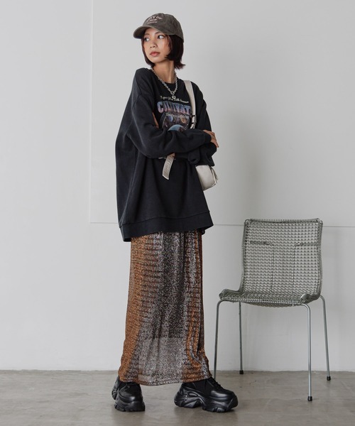 PAGEBOY(ページボーイ)の「ラメプリーツナロースカート(スカート・レディース・ゴールド/ネイビー/ブラック・FREE)」の16枚目の写真