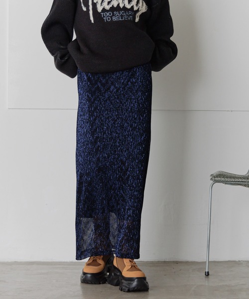 PAGEBOY(ページボーイ)の「ラメプリーツナロースカート(スカート・レディース・ゴールド/ネイビー/ブラック・FREE)」の13枚目の写真