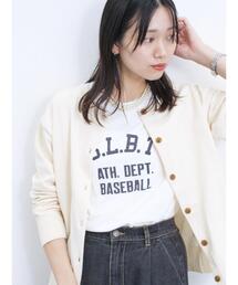 Samansa Mos2 blue | ロゴプリントロンT(Tシャツ/カットソー)