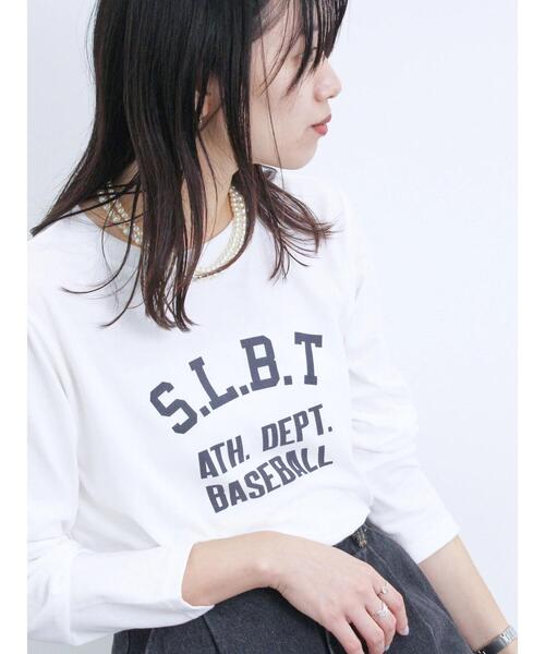 Samansa Mos2 blue（サマンサモスモスブルー）の「ロゴプリントロンT（Tシャツ/カットソー・レディース・チャコールグレー/オフホワイト/シルバーグレー・F）」の6枚目の写真