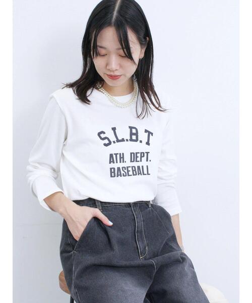 Samansa Mos2 blue（サマンサモスモスブルー）の「ロゴプリントロンT（Tシャツ/カットソー・レディース・チャコールグレー/オフホワイト/シルバーグレー・F）」の7枚目の写真