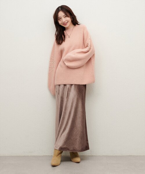 セール】【WEB限定】ビジュースリーブもちもち畦ニット（ニット