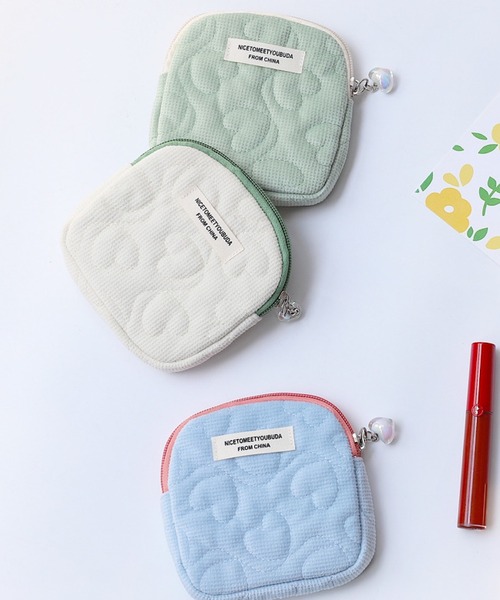 Mignonjour/チャーム付きハートキルティングミニポーチ M2570（ポーチ