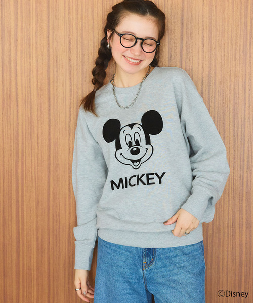 Disney/ディズニー》ミッキーマウスフロッキープリントスウェット