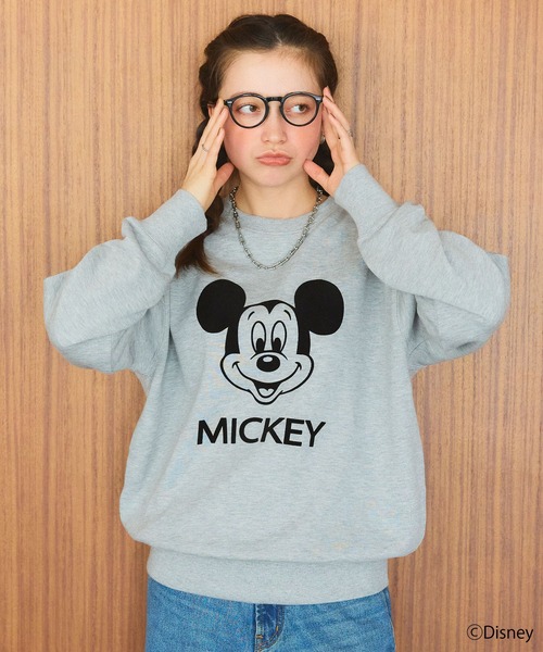 Disney/スウェット/ミッキー/80s/XL/カラーフロッキー/ディズニー 80
