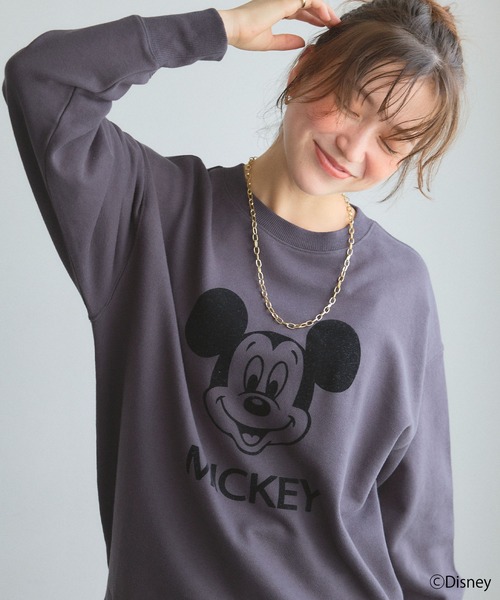ミッキーマウスフロッキープリントスウェット Disney/ディズニー》ミッキーマウスフロッキープリント
