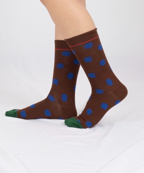 Bonne maison（ボンメゾン）の「【Bonne Maison(ボンヌメゾン)】フランス製 ソックス　靴下　カラフル（ソックス/靴下・レディース・グリーン/ピンク/ブラウン/ネイビー/チェック/イエロー× ブルー/ブラック/グリーン×オレンジ/イエロー×グレー・36/38）」の2枚目の写真