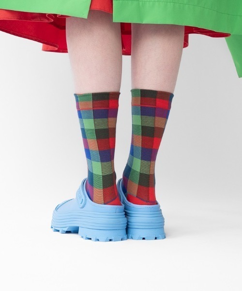 Bonne maison（ボンメゾン）の「【Bonne Maison(ボンヌメゾン)】フランス製 ソックス　靴下　カラフル（ソックス/靴下・レディース・グリーン/ピンク/ブラウン/ネイビー/チェック/イエロー× ブルー/ブラック/グリーン×オレンジ/イエロー×グレー・36/38）」の9枚目の写真