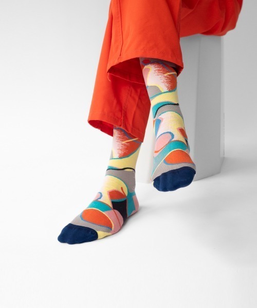 Bonne maison（ボンメゾン）の「【Bonne Maison(ボンヌメゾン)】フランス製 ソックス　靴下　カラフル（ソックス/靴下・レディース・グリーン/ピンク/ブラウン/ネイビー/チェック/イエロー× ブルー/ブラック/グリーン×オレンジ/イエロー×グレー・36/38）」の7枚目の写真