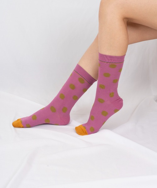 Bonne maison（ボンメゾン）の「【Bonne Maison(ボンヌメゾン)】フランス製 ソックス　靴下　カラフル（ソックス/靴下・レディース・グリーン/ピンク/ブラウン/ネイビー/チェック/イエロー× ブルー/ブラック/グリーン×オレンジ/イエロー×グレー・36/38）」の8枚目の写真