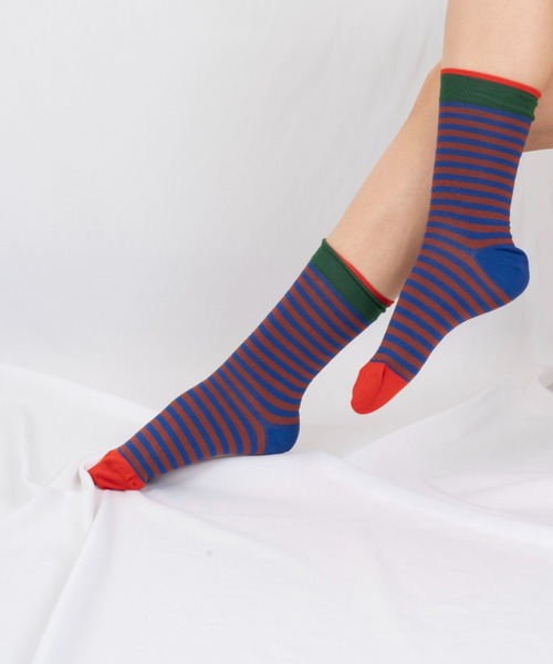 Bonne maison（ボンメゾン）の「【Bonne Maison(ボンヌメゾン)】フランス製 ソックス　靴下　カラフル（ソックス/靴下・レディース・グリーン/ピンク/ブラウン/ネイビー/チェック/イエロー× ブルー/ブラック/グリーン×オレンジ/イエロー×グレー・36/38）」の4枚目の写真