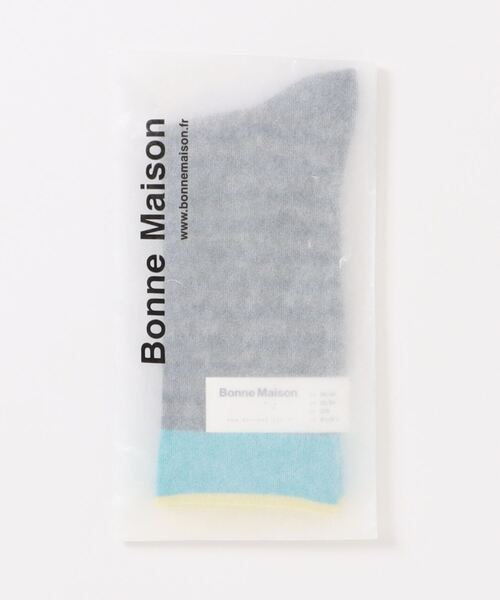 Bonne maison（ボンメゾン）の「【Bonne Maison(ボンヌメゾン)】フランス製 ソックス　靴下　カラフル（ソックス/靴下・レディース・グリーン/ピンク/ブラウン/ネイビー/チェック/イエロー× ブルー/ブラック/グリーン×オレンジ/イエロー×グレー・36/38）」の10枚目の写真