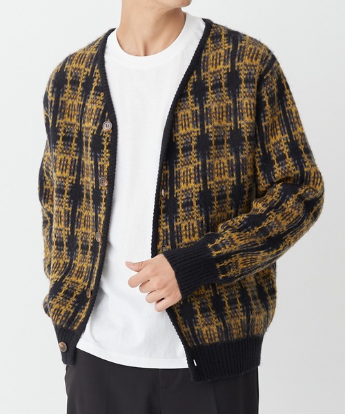 セール】【WEB限定セール】ジャガードチェック柄 モヘヤ風ニット