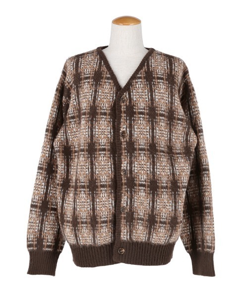 セール】【WEB限定セール】ジャガードチェック柄 モヘヤ風ニット