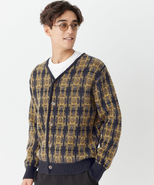 セール】【WEB限定セール】ジャガードチェック柄 モヘヤ風ニット