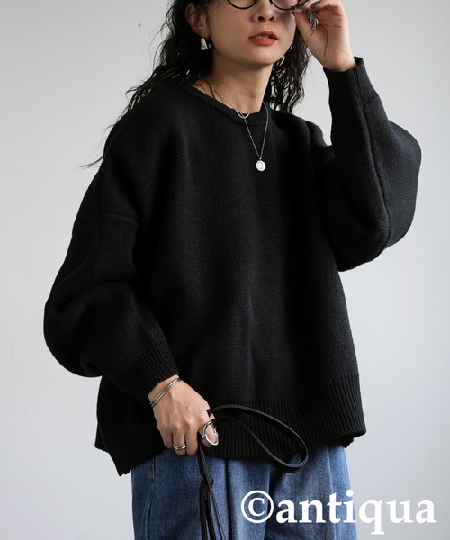 antiqua(アンティカ)の「ダブルジャガードニット(ニット/セーター・レディース・ブルー/グレー/ライム/ブラック・ONESIZE)」の22枚目の写真