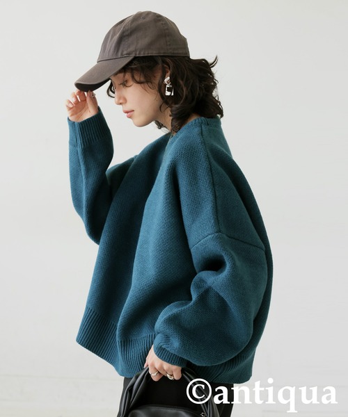 antiqua(アンティカ)の「ダブルジャガードニット(ニット/セーター・レディース・ブルー/グレー/ライム/ブラック・ONESIZE)」の7枚目の写真