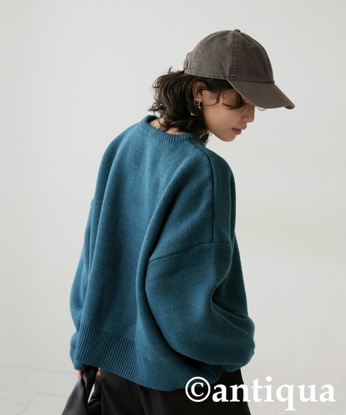 antiqua(アンティカ)の「ダブルジャガードニット(ニット/セーター・レディース・ブルー/グレー/ライム/ブラック・ONESIZE)」の8枚目の写真
