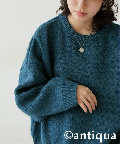 antiqua(アンティカ)の「ダブルジャガードニット(ニット/セーター・レディース・ブルー/グレー/ライム/ブラック・ONESIZE)」の9枚目の写真