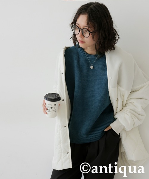 antiqua(アンティカ)の「ダブルジャガードニット(ニット/セーター・レディース・ブルー/グレー/ライム/ブラック・ONESIZE)」の11枚目の写真