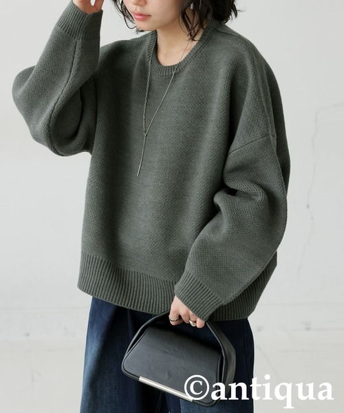 【新品】 antiqua ダブルジャガード配色ニット ブラック フリーサイズ F 楽天市場】【予約：9月中旬納期】配色ニット ニット レディース
