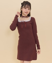 レーストリミングニットワンピース