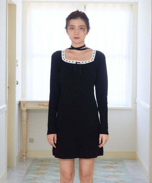 【セール】レーストリミングニットワンピース（ワンピース）｜REDYAZEL（レディアゼル）